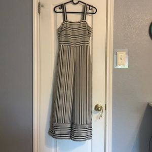 women’s black and white striped jumpsuit
